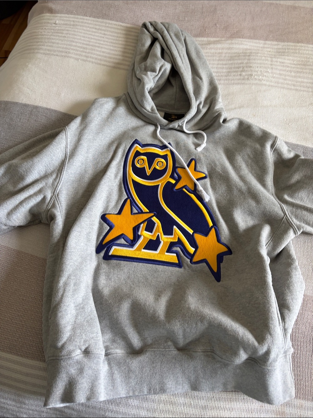 OVO Grey Hoodie with Navy and Yellow Owl Patch special addition!!